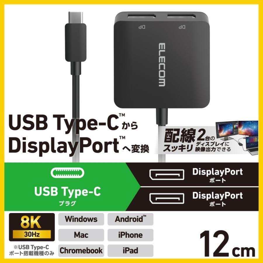 エレコム USB Type-C(TM) - DisplayPort(TM)変換アダプター 2ポート AD-CDP2BK2_1