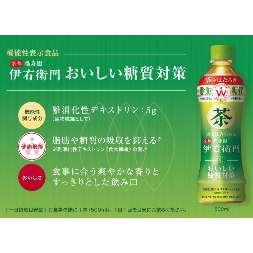 サントリー 伊右衛門 おいしい糖質対策 500ml ペットボトル 24本入り x 2ケース (計48本) 機能性表示食品  脂肪や糖質の吸収を抑える HEG5G｜hitline｜02