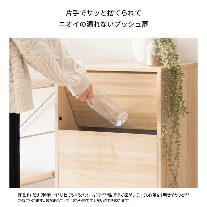 キャスターダストボックス プッシュ扉 45L 幅45 高さ90 木目柄 DB-F1100 ナチュラル 宮武製作所 | キャスター付き