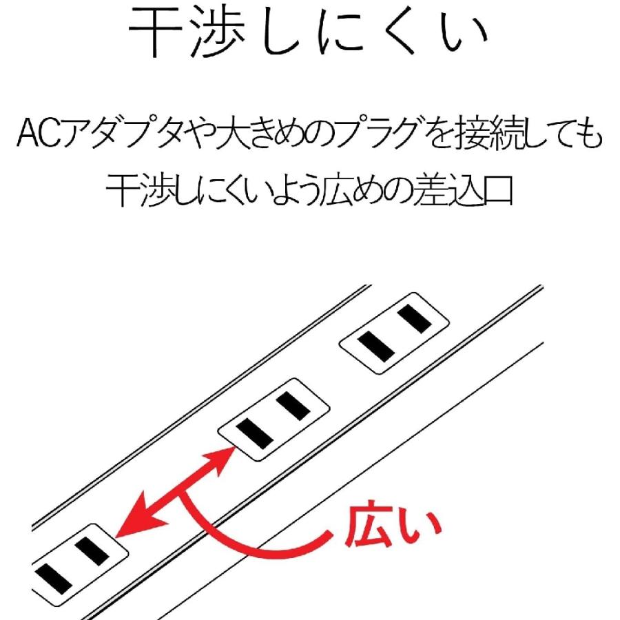 電源タップ おしゃれ 2m エレコム Color Style ブラウン 6個口 T-BR04-2620BR | 個別スイッチ 雷ガードタップ サージ 節約 省エネ｜hitline｜03