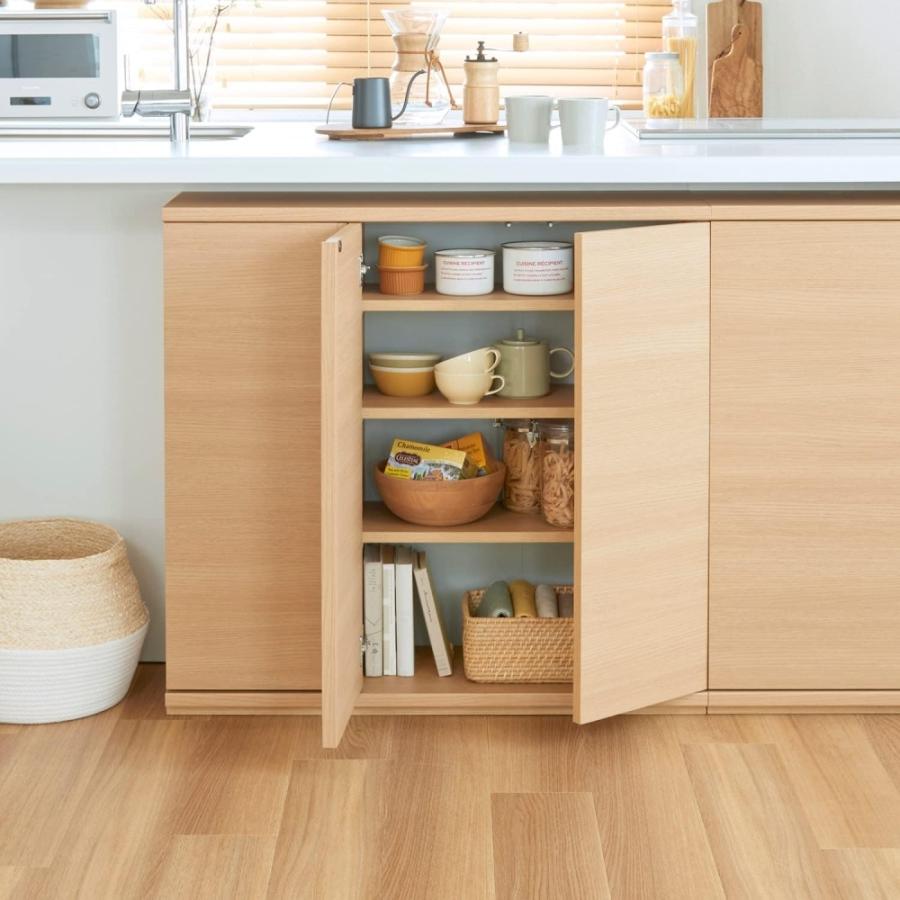 白井産業 カウンター下収納 ラック 扉タイプ キャビネット 木製