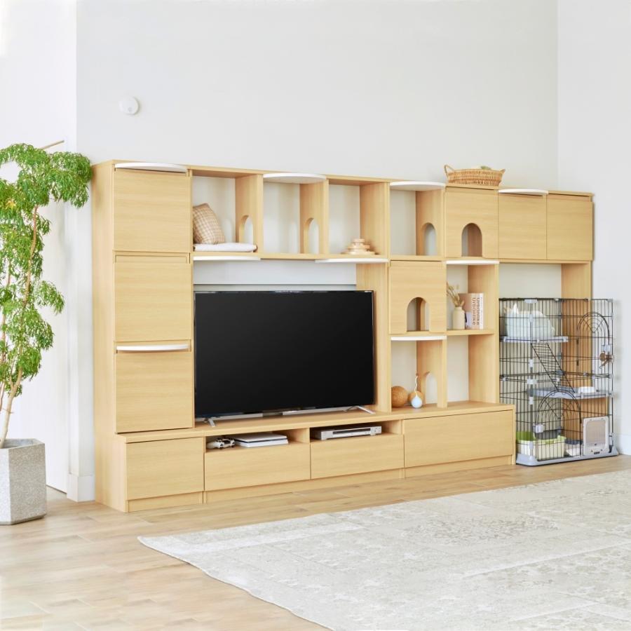 壁面収納テレビボード キャットウォーク付き 白井産業 壁面収納 テレビ台 キャットウォーク 幅135cm 高さ185cm