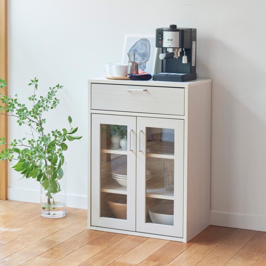 白井産業 食器棚 カップボード キッチン収納 ガラスキャビネット  