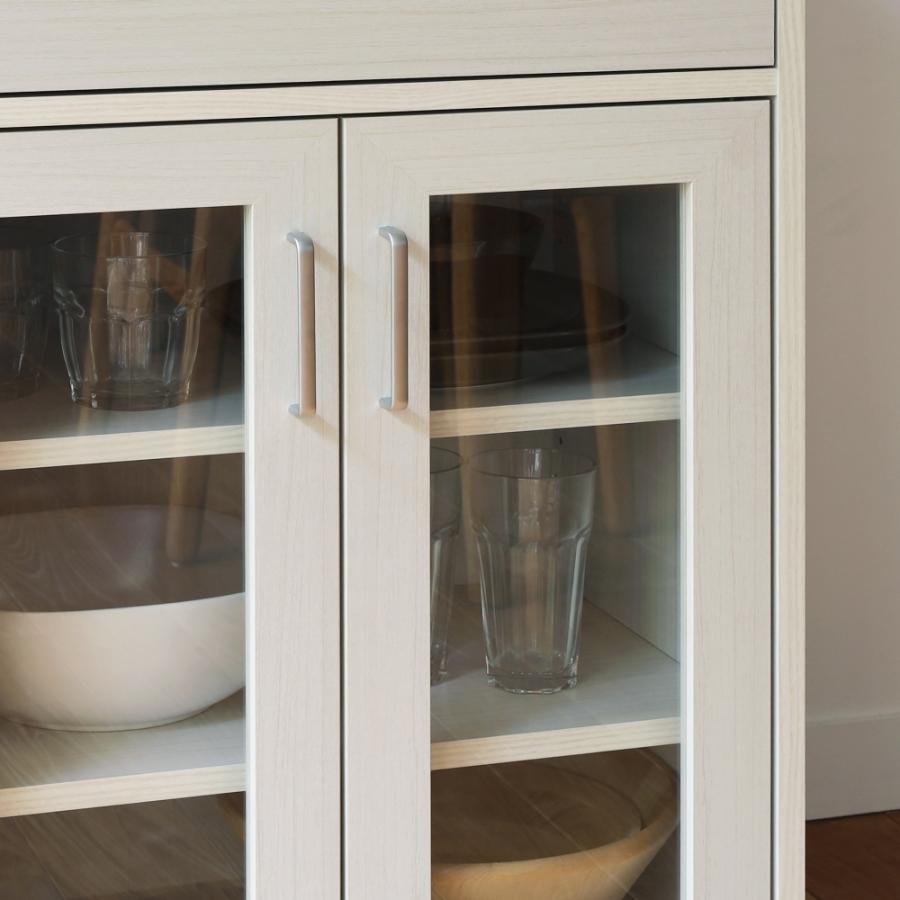 白井産業 食器棚 カップボード キッチン収納 ガラスキャビネット  