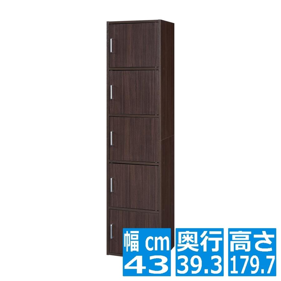 白井産業 収納棚 ラック ストッカー 5段の扉付き収納 一人暮らしの部屋