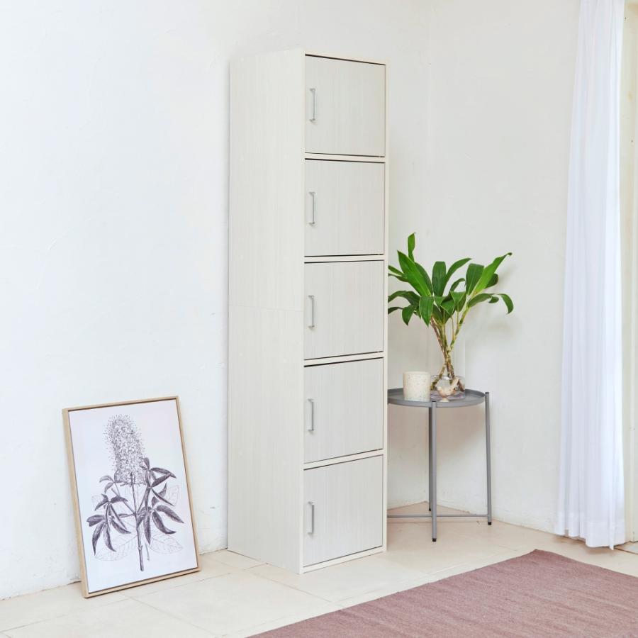 白井産業 収納棚 ラック ストッカー 5段の扉付き収納 一人暮らしの部屋