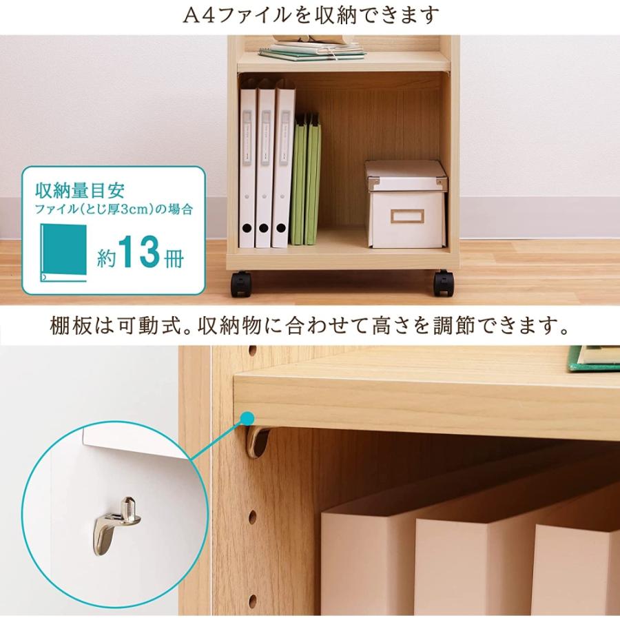 白井産業 デスクサイドワゴン キャスター付き A4サイズ 収納 デスク下