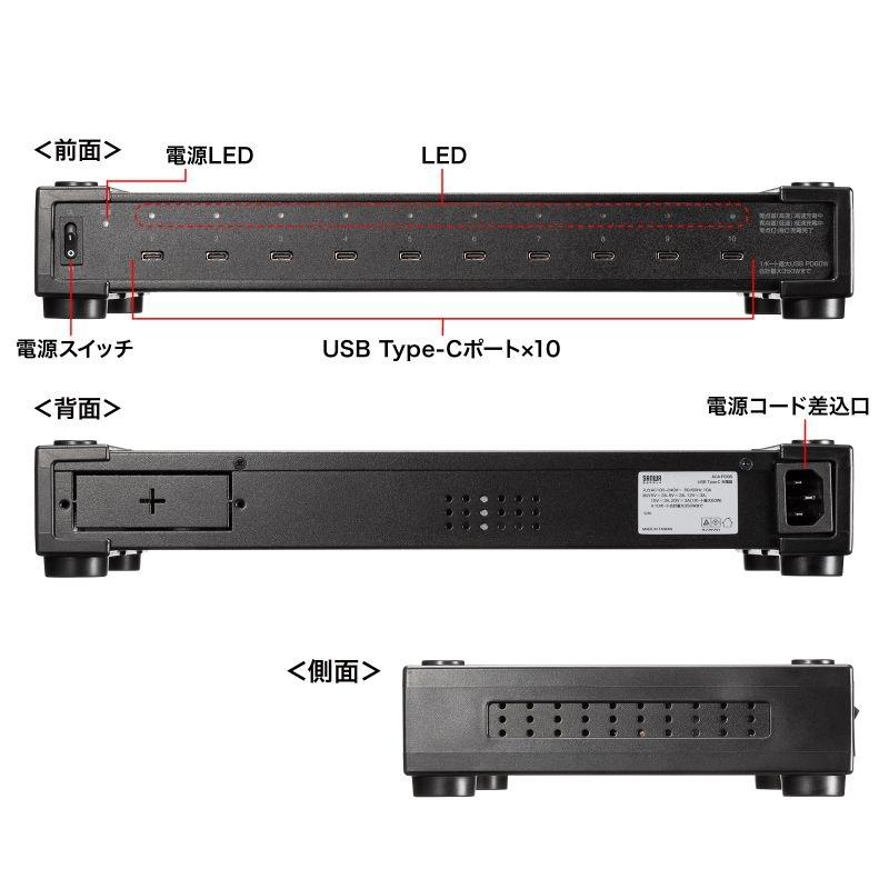サンワサプライ USB PD対応AC充電器(10ポート・合計350W) ACA-PD96の画像