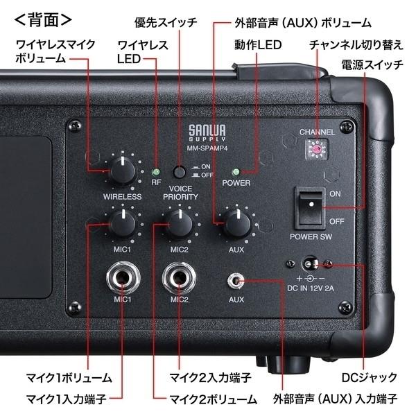 サンワサプライ ワイヤレスマイク付き拡声器スピーカー MM-SPAMP4_13
