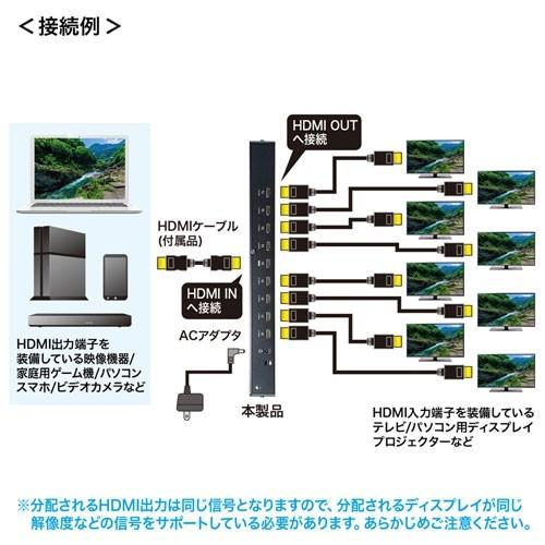 サンワサプライ 4K/60Hz・HDR対応HDMI分配器(8分配) VGA-HDRSP8の画像