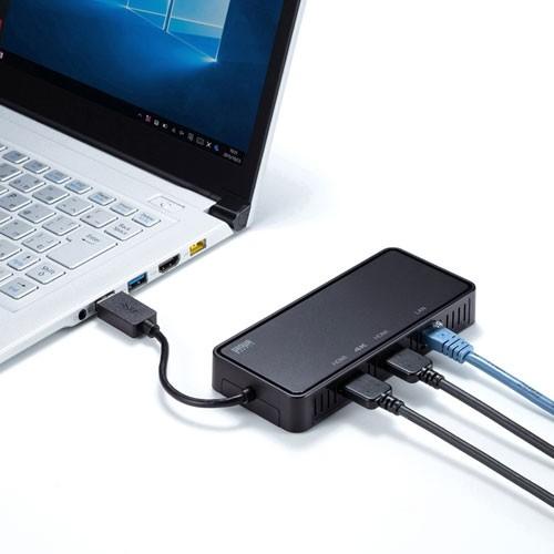 サンワサプライ USB3.1-HDMIディスプレイアダプタ(4K対応・ 2出力・LAN-ポート付き) USB-CVU3HD3｜hitline｜03