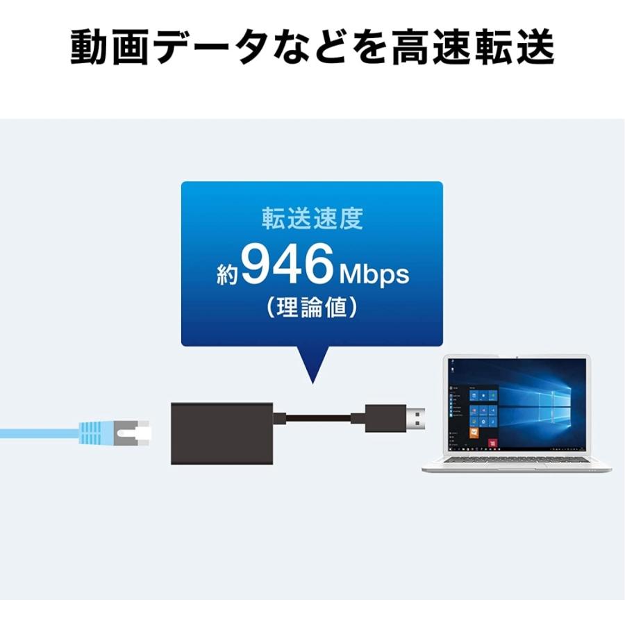 サンワサプライ USB3.2-LAN変換アダプタ(USBハブポート付・ホワイト) USB-CVLAN3WN｜hitline｜04