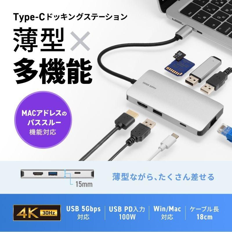 サンワサプライ USB Type-C ドッキングステーション USB-DKM11Sの画像