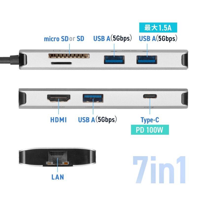 サンワサプライ USB Type-C ドッキングステーション USB-DKM11Sの画像