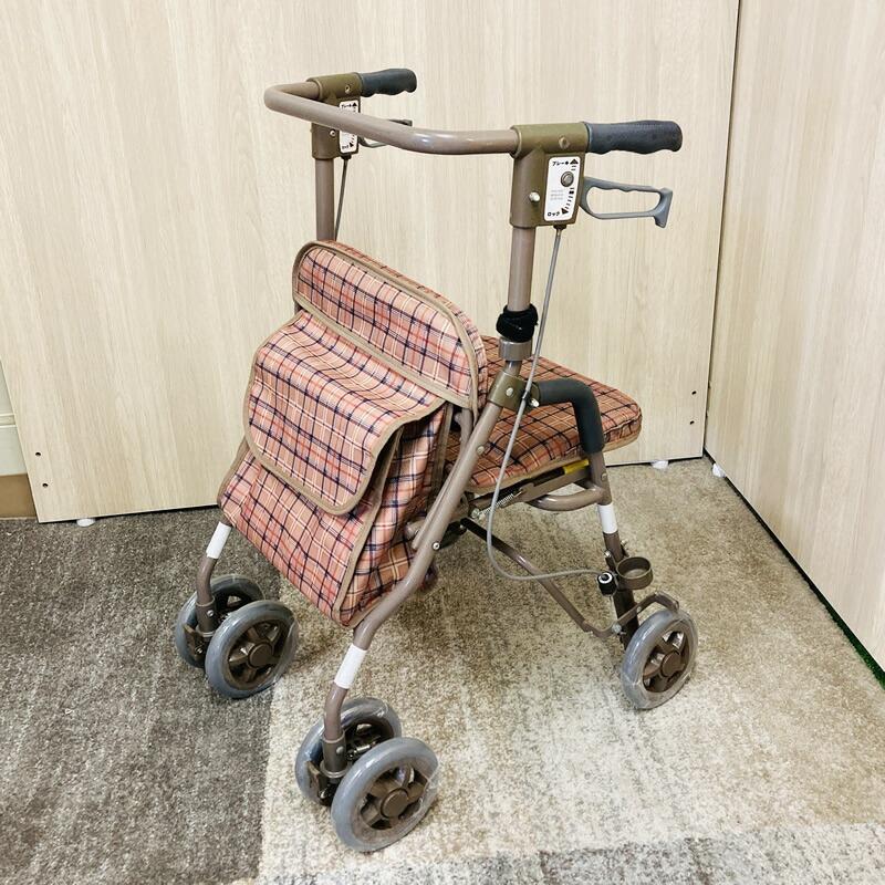 中古】C-015 4輪歩行車 島製作所 シンフォニーSP CLブラウン 歩行器 
