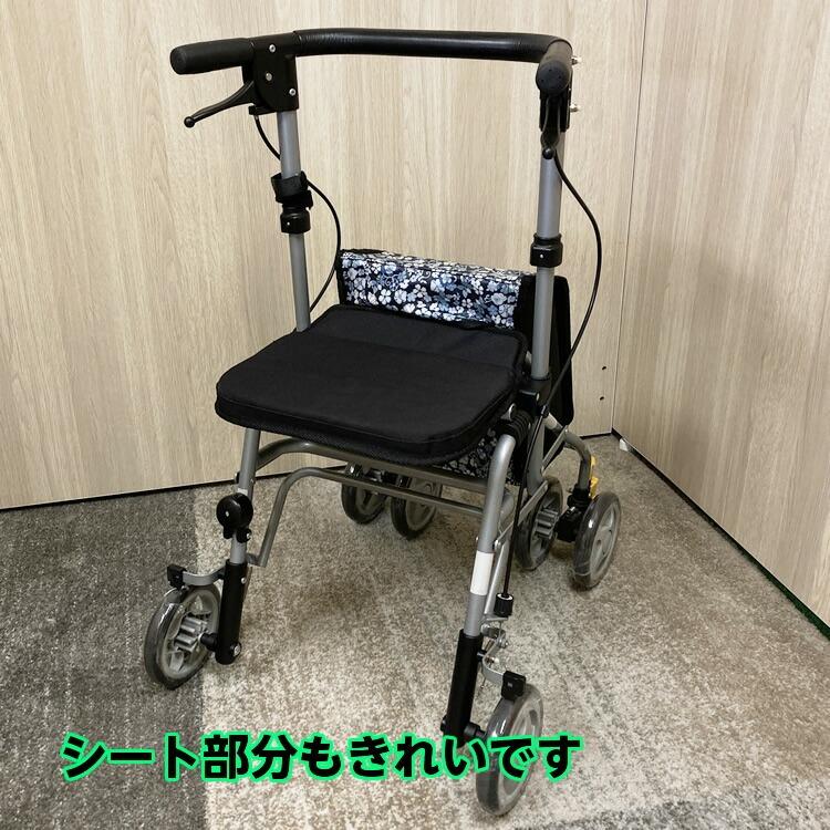中古】C-080 4輪歩行車 島製作所 シンフォニーSPスリム 花柄紺 歩行器