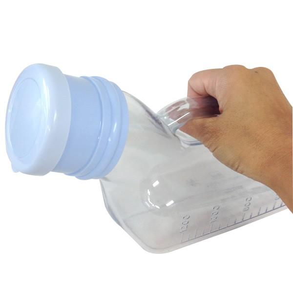安寿 男性用尿瓶（排尿器）1200ml 目隠しカバー付 洗浄用ブラシ付き