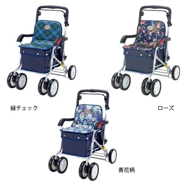 シルバーカー　マキテック　ノーブル　青花柄 座面広々の座り心地 アルミ製シルバーカー「ノーブル」バッグ容量／10L