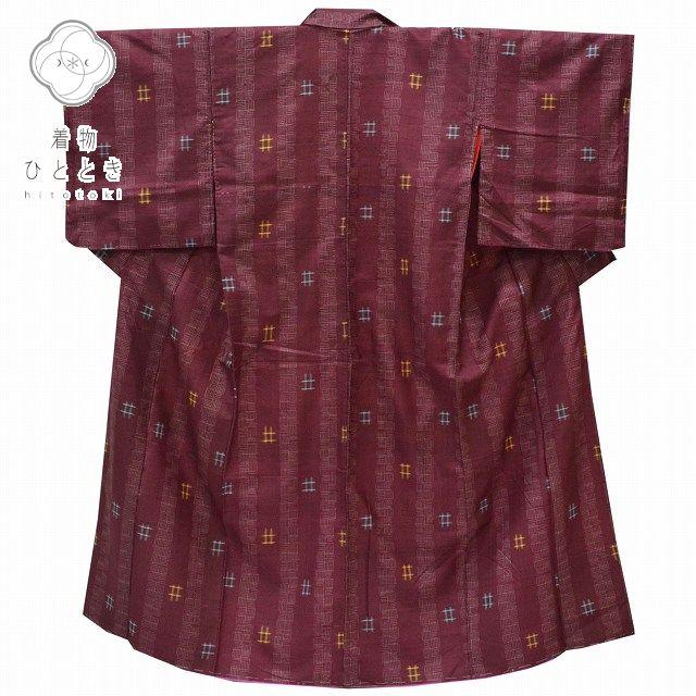 AA大きいサイズお仕立て上がり正絹大島紬茶色地に格子柄