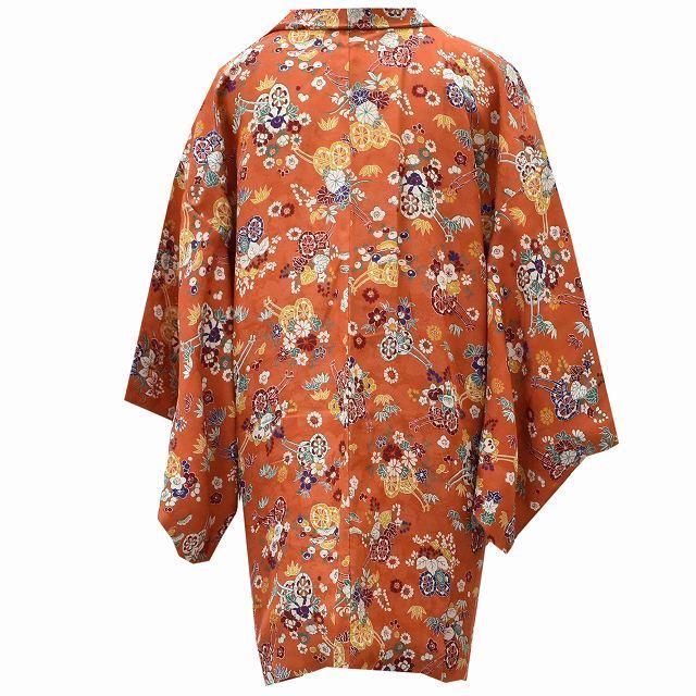 リサイクル着物 アンティーク 羽織 中古 正絹 袷 中古紐付き 塵除け 茶