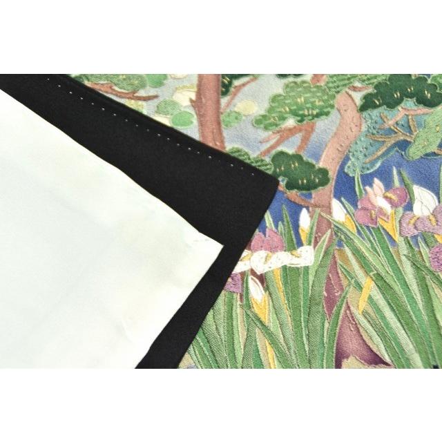 リサイクル着物 黒留袖 中古 正絹 五つ紋 比翼付き 特選 刺繍 風景文様
