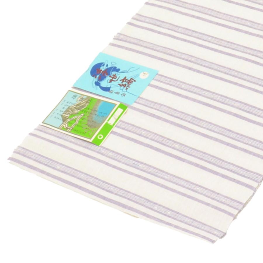 中古】 反物 夏物 木綿 リサイクル反物 白色系 縞文様 小紋 浴衣 女物 