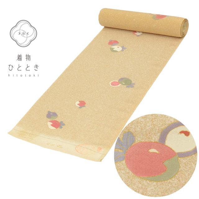 反物 正絹 リサイクル 茶色系 万寿菊文様 丹後ちりめん 羽尺 女物 着物 