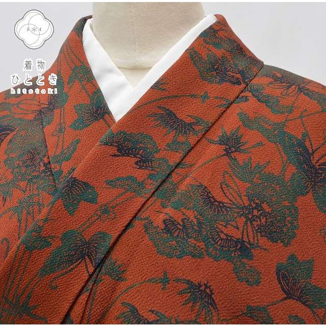 小紋 中古 正絹 縮緬 仕立て上がり リサイクル着物 お洒落 街着 普段着  