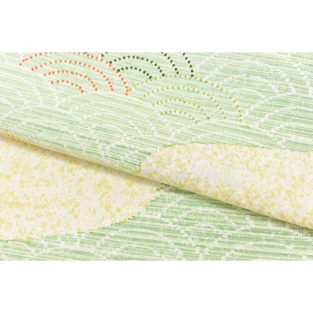 袷　紬　牛首紬　花唐草模様　裄67.5cm 正絹 本場牛首紬 訪問着 着物 未使用 正絹 袷 白山工房 アンバーホワイト