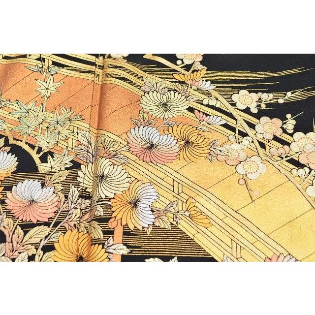黒留袖 中古 着物 帯 正絹 結婚式 セット 仕立て上がり 梅 菊 松文様