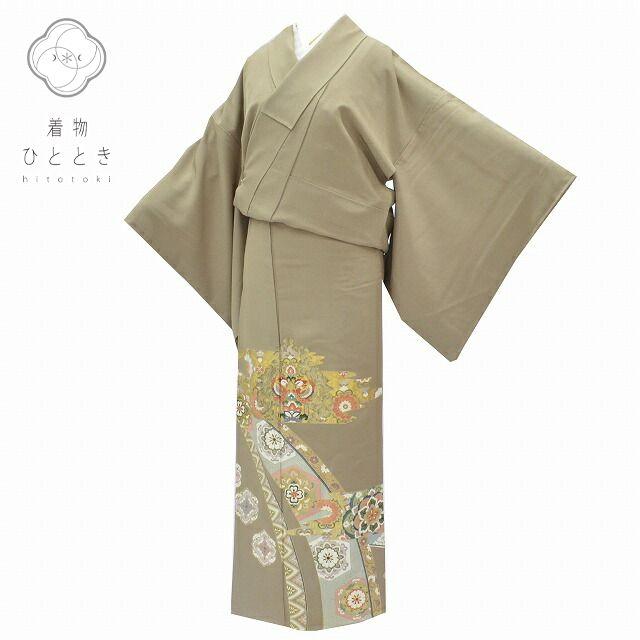 帯付き】正絹色留袖松梅紅葉に鳥柄鳥は6羽一つ紋比翼付き落款袋帯