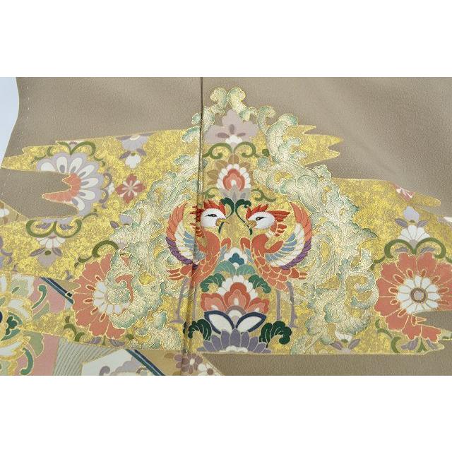 【帯付き】正絹　色留袖　松梅紅葉に鳥柄　鳥は6羽　一つ紋　比翼付き　落款　袋帯 帯付き】正絹色留袖松梅紅葉に鳥柄鳥は6羽一つ紋比翼付き落款袋帯