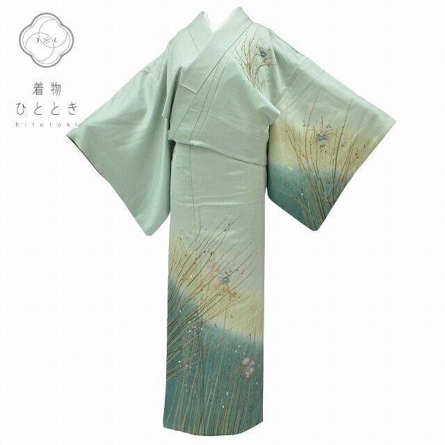 付下げ訪問着 中古 正絹 仕立て上がり 刺繍 紋付 袷 身丈162.5cm