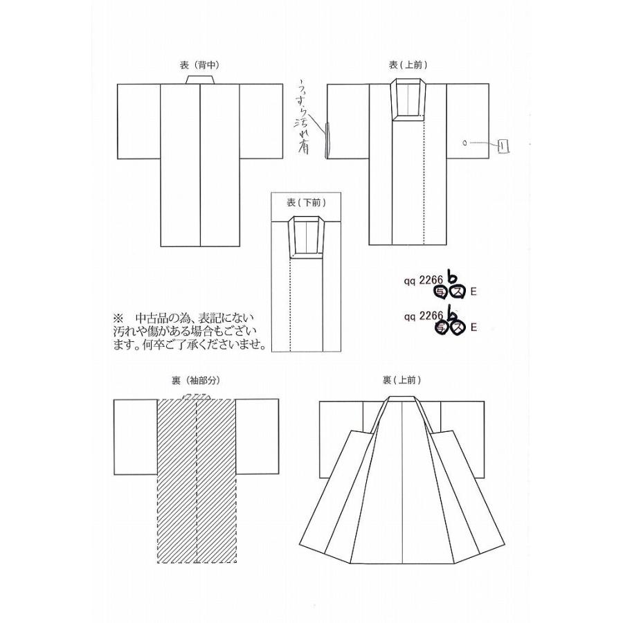 リサイクル着物 道行コート 中古 正絹 袷 道行衿 塵除け 幾何学文様 グレー色系 qq2266b 福｜hitotoki｜04