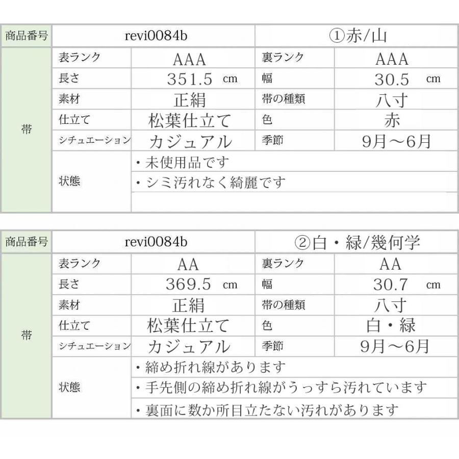 名古屋帯 リサイクル着物 正絹 八寸 赤 白 緑 色系 紬地 カジュアル 