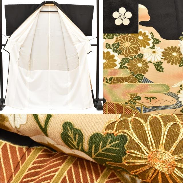 リサイクル着物 黒留袖 中古 着物 正絹 化繊 仕立て上がり 金駒