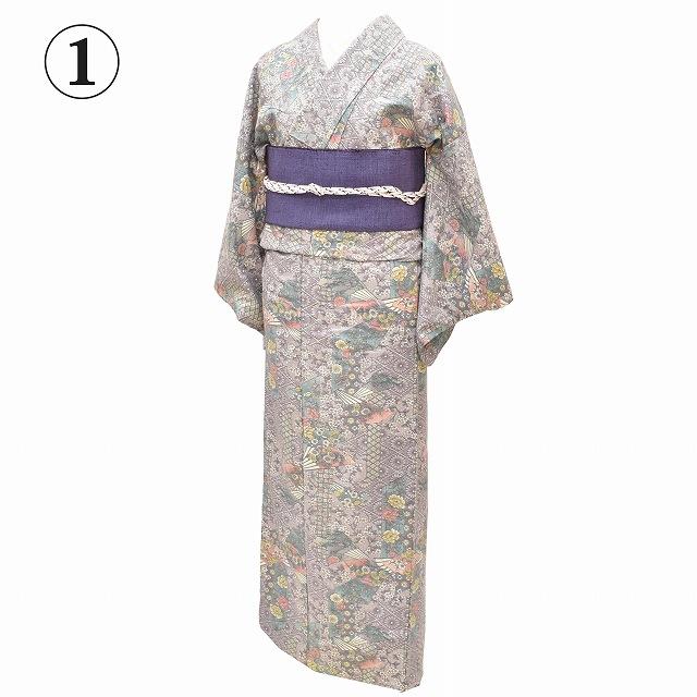 紬 名古屋帯 セット リサイクル着物 正絹 袷 帯締め コーディネート 