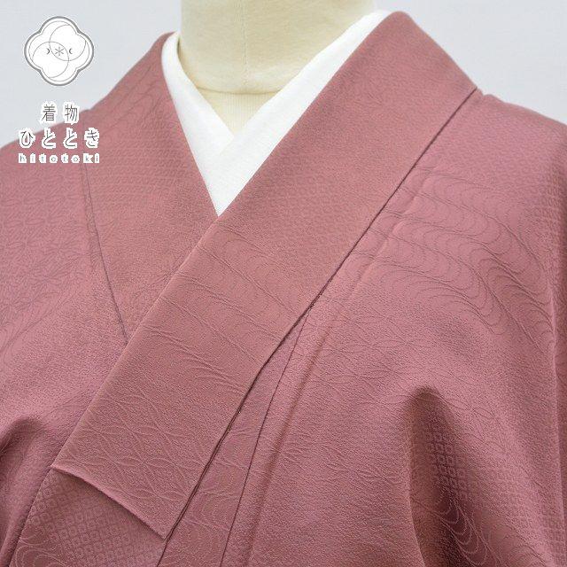 リサイクル着物 色無地 中古 正絹 仕立て上がり 縮緬 紋付 紫系 七宝 