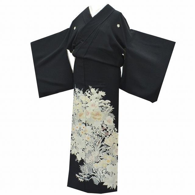 リサイクル着物 黒留袖 中古 正絹 五つ紋 比翼付き 仕立て上がり 結婚