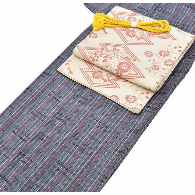 紬 袋帯 セット リサイクル着物 正絹 袷 帯締め付き コーディネート