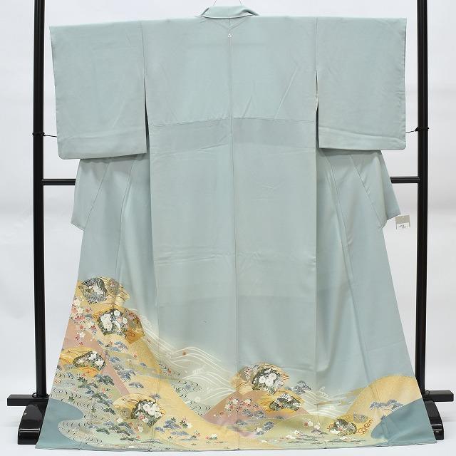 [未使用] 高身長　紋入り　色留袖　正絹　刺繍　肌色　薄橙　大きめ　結婚式　袷 SOUBIEN 色留袖 レンタル フルセット 結婚式 着物 ペール