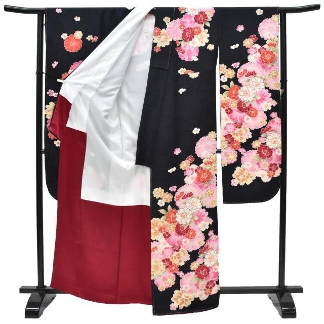 振袖 正絹 長襦袢 2点セット 花文様 仕立て上がり ピンク LLサイズ ふくよか spo7201-ikna250の画像
