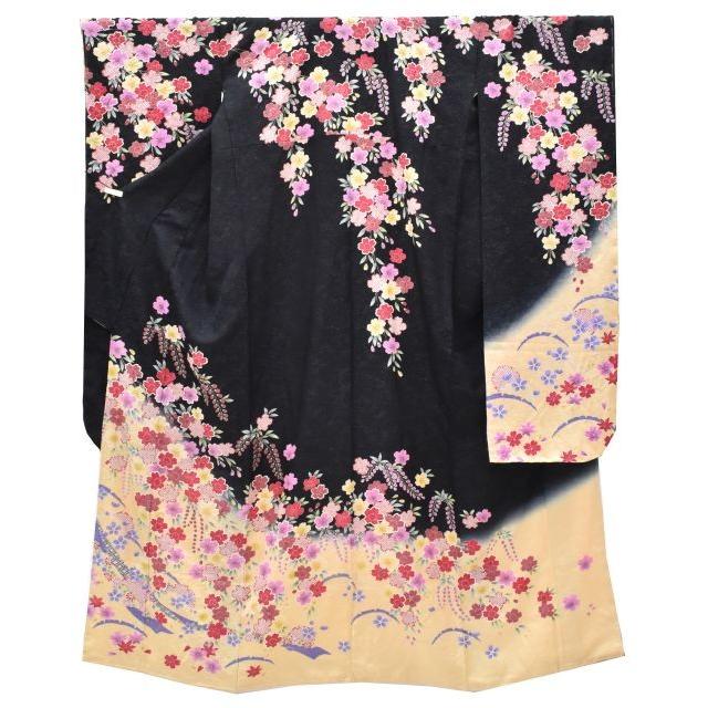 振袖 正絹 長襦袢 2点セット 花文様 仕立て上がり ピンク LLサイズ