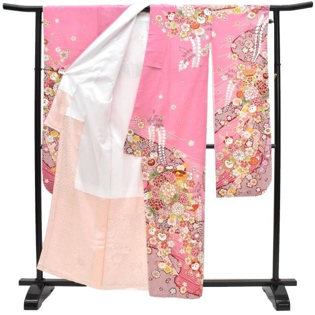 振袖 正絹 長襦袢 2点セット 花文様 仕立て上がり ピンク LLサイズ ふくよか spo7208-ikna250の画像