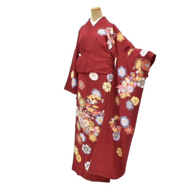 振袖 正絹 長襦袢 2点セット 花文様 仕立て上がり ピンク LLサイズ