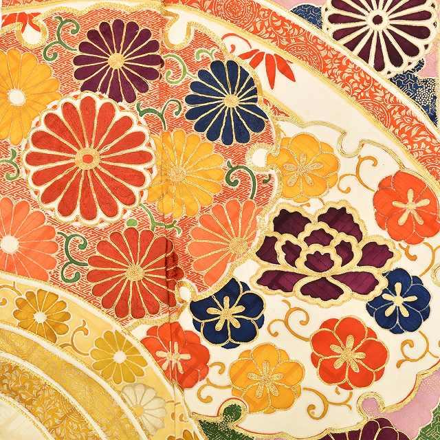 振袖 長襦袢 セット 正絹 リサイクル着物 ヴィンテージ振袖 金駒刺繍