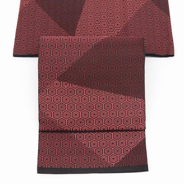 袋帯 正絹 リサイクル袋帯 仕立て上がり 黒色系 亀甲文様 六通柄 洒落  