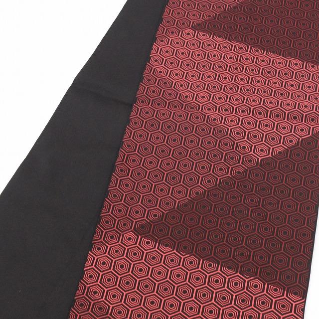 袋帯 正絹 リサイクル袋帯 仕立て上がり 黒色系 亀甲文様 六通柄 洒落  