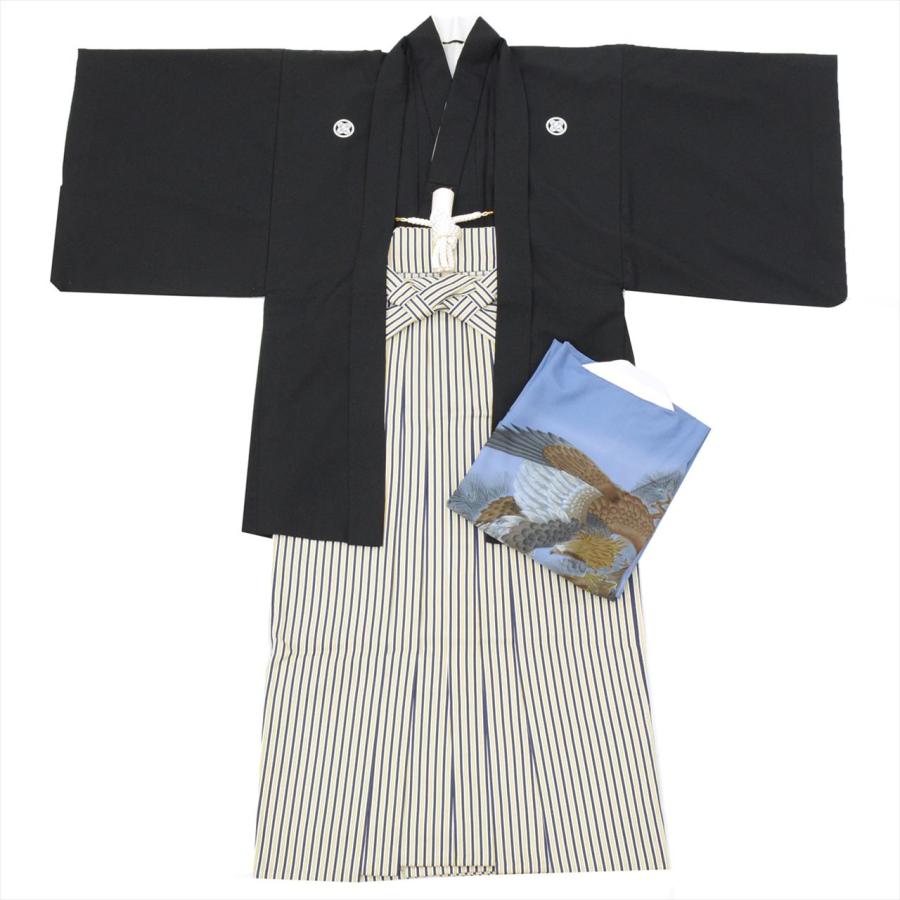 紋付袴 セット 黒紋付 着物 羽織 袴 長襦袢 男性 リサイクル着物 化繊  