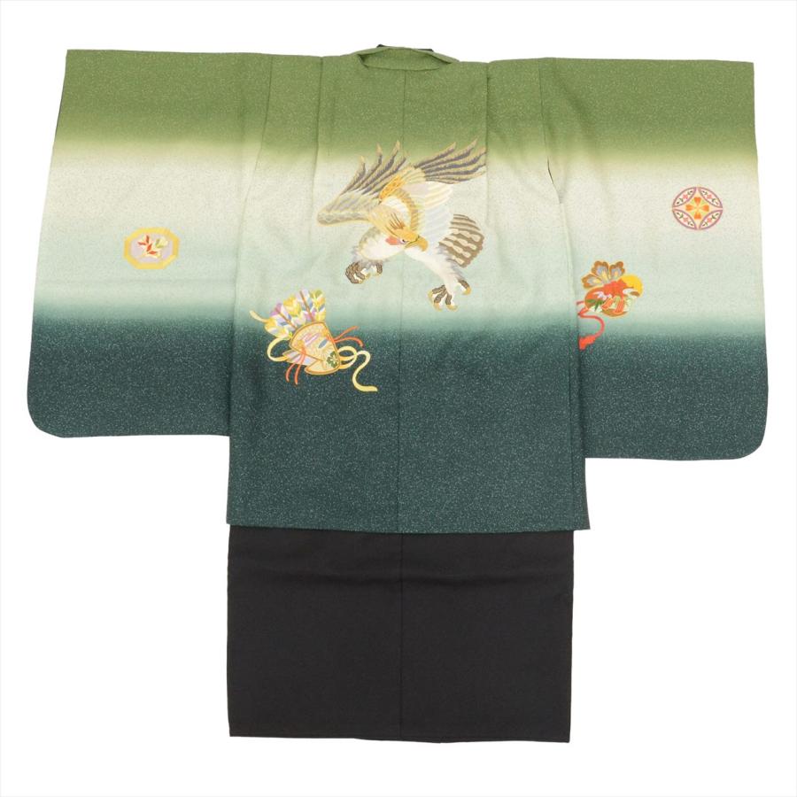 七五三　5歳　男の子　美品 七五三 男の子 5歳 2点セット 化繊 着物 羽織 美品 仕立て上がり